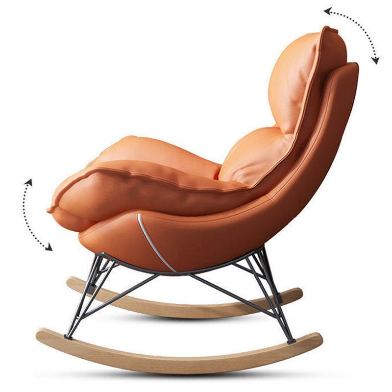 Contemporary Rocking Chair Plain Water Resistant Faux Leather Glider Chair with Ottoman