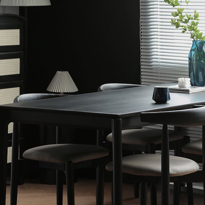 Modern Black Dining Set 1/2/5 Pieces Rectangle Indoor Wood Legs Dinette Set