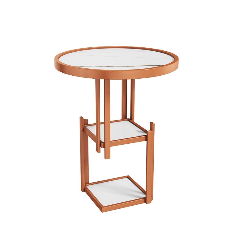 Modern Open Storage Nightstand Stone Top 2-Shelf 22 Inch H Night Table