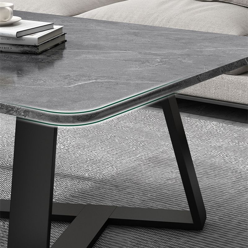 Glam Cross Legs Coffee Table Slate Rectangular Cocktail Table for Home