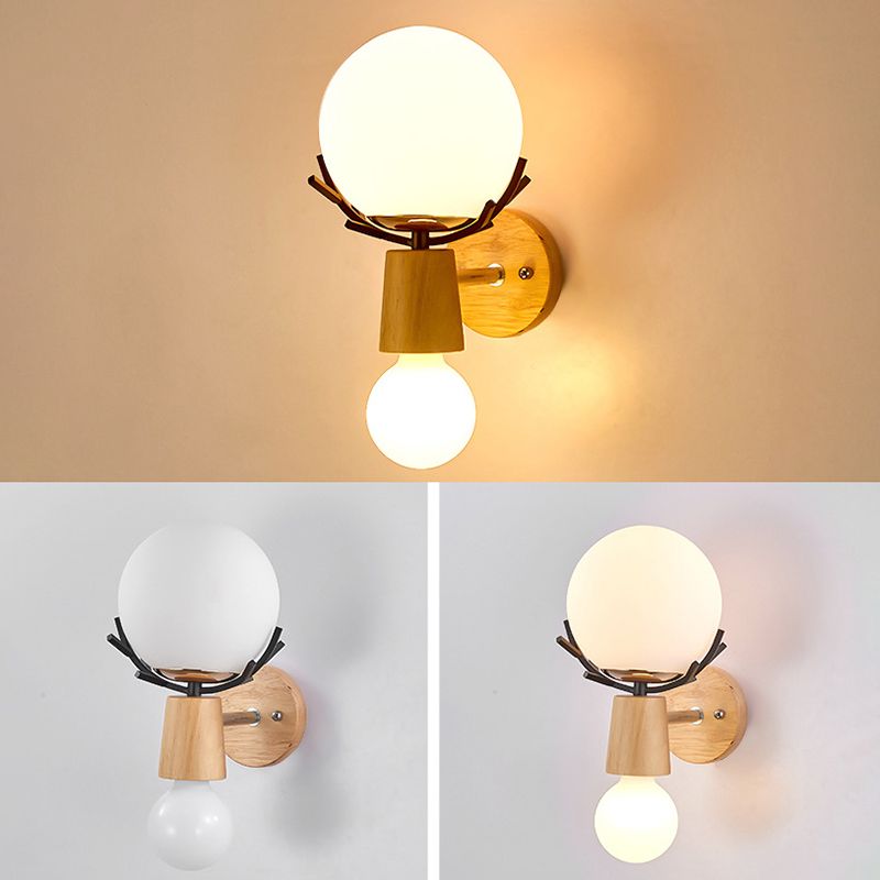Nordic Style Vanity Light Antler Shape Vanity Lamp with Glass Shade for Shower Room