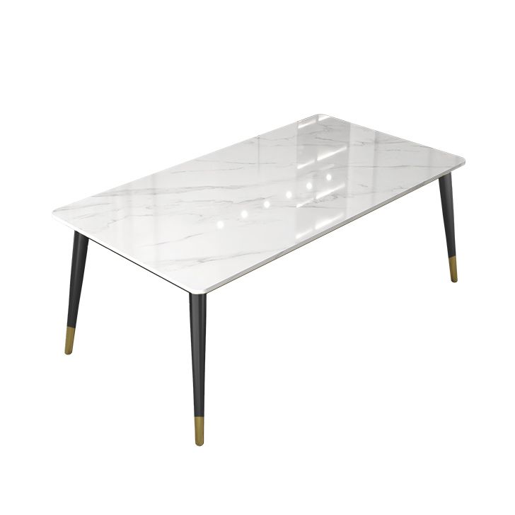 Modern Style Sintered Stone Dining Table with White Table and 4 Legs Base for Home Use