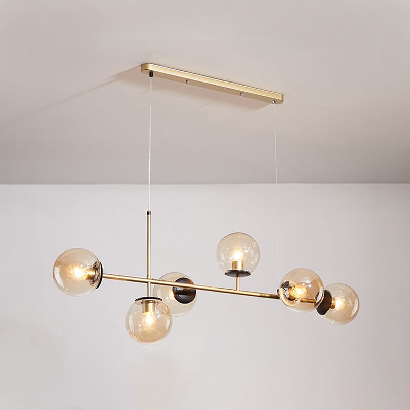 Estilo moderno de forma esférica luces de isla vidrio 6 iluminación de la isla ligera