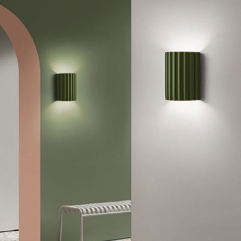 Modern Style Half Cylinder Wall Light Resin 2 Light Sconces for Bedroom