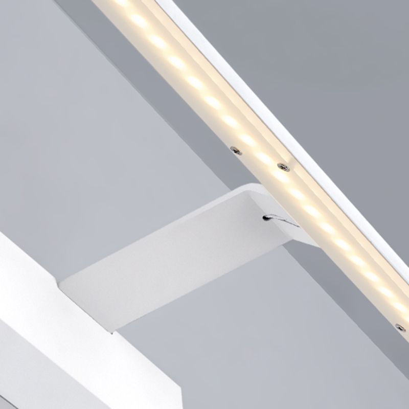 Linear Metal Wall Sconce Modern 1 Light Mirror Wall Mount Light Fixture in White