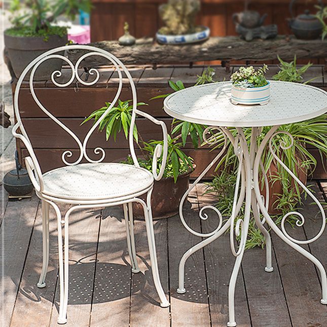 Contemporary Open Back Patio Arm Chair in Iron Frame Set of 2