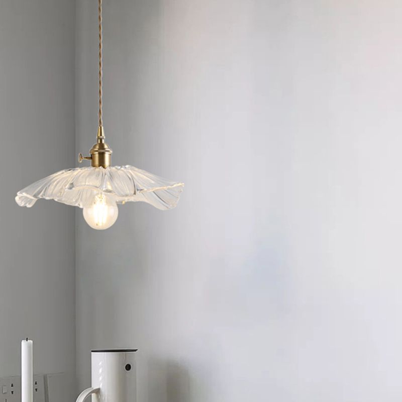 Flower Shape Shade Ceiling Pendant Lamp Vintage Industrial Clear Glass Hanging Light
