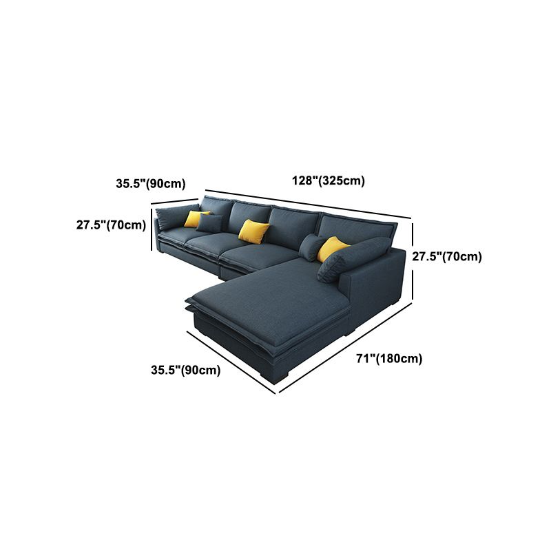 Pillowed Back Cushions Sectionals with Square Arm,127.95" L for Living Room