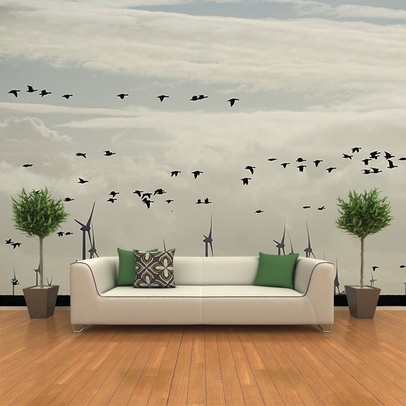 Windmill Horizontal Photography Mural Wallpaper Eco-friendly for Bedroom