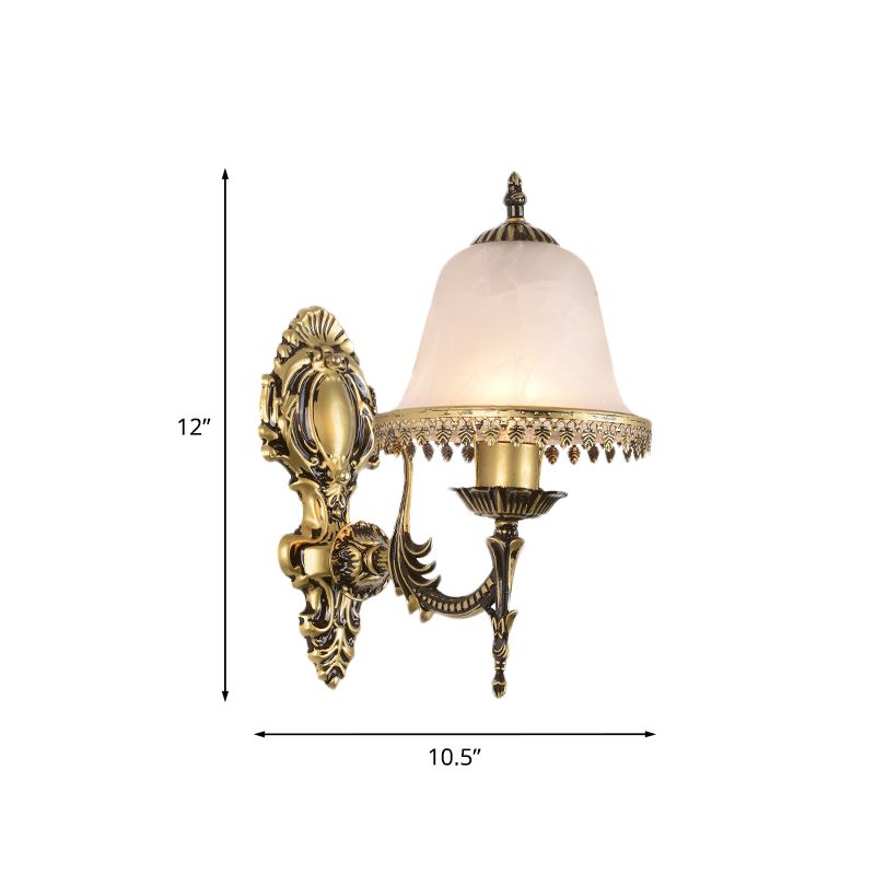 Éclairage d'éclairage d'applications en laiton Classic Ivory Verre 1/2-HEAD ROM MUR MURD MURD