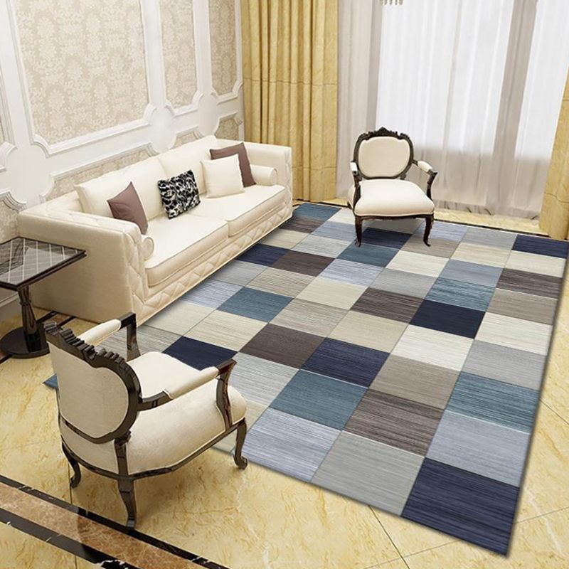 Modern Living Room Rug Multi Colored Geo Print Carpet Polypropylene Anti-Slip Pet Friendly Indoor Rug