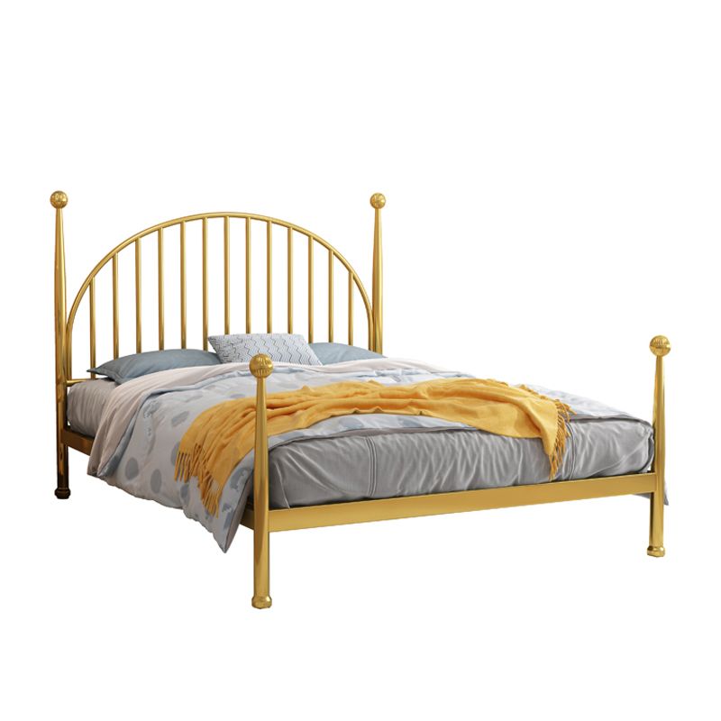 Four Poster Bed , Arched Spindle Headboard, 47inch High Glam Style