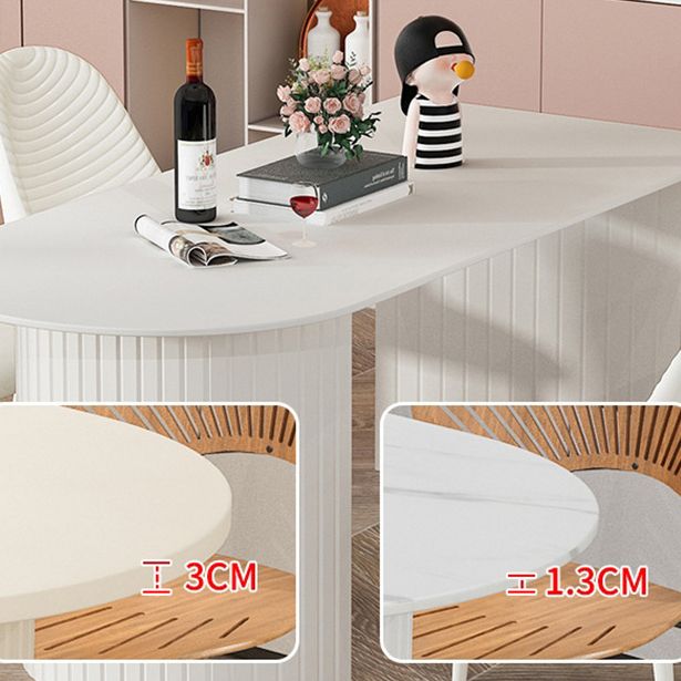 Modern White Top Oval Dinette Table White Base Dining Table for Living Room