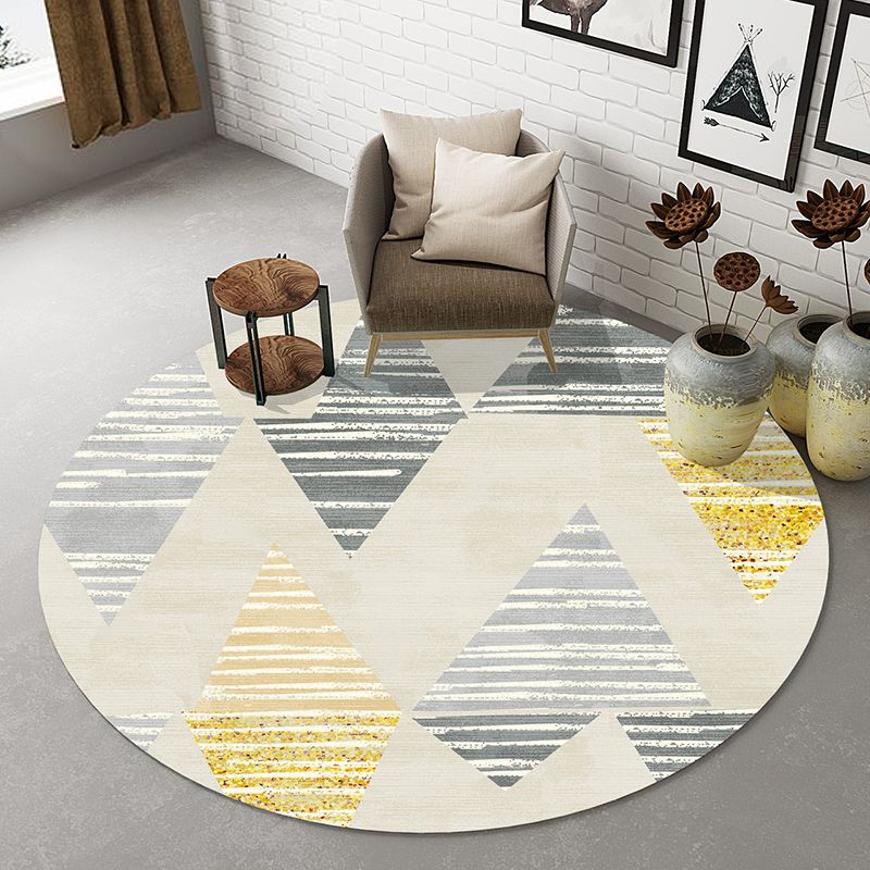 Natural Living Room Rug Multi-Colored Abstract Print Indoor Rug Cotton Blend Easy Care Washable Carpet
