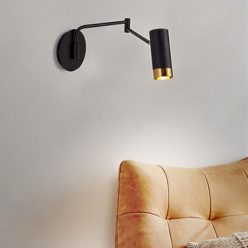 Black/White Single Contemporary Wall Mounted Sconce Metal Wall Light