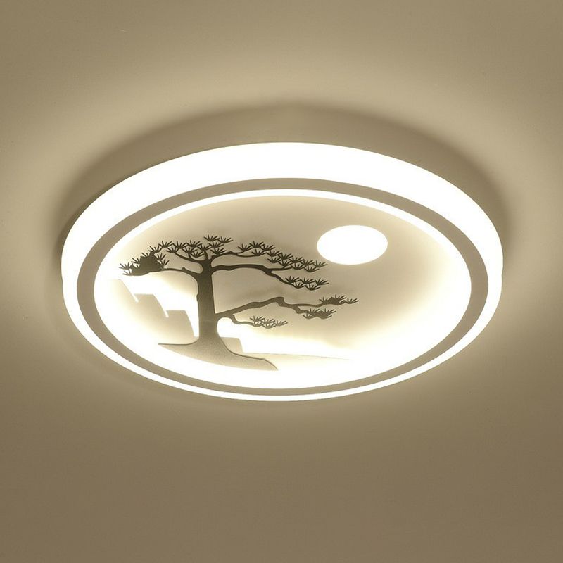 Plafonnier circulaire pour chambre à coucher en métal de style nordique, luminaire LED à encastrer en blanc