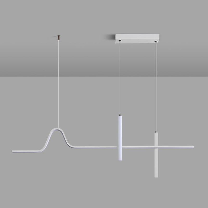Modern White 3-Light Kitchen Island Lighting LED Ceiling Light for Bedroom
