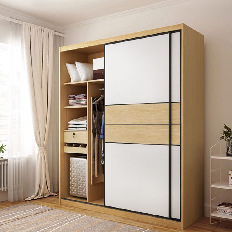 Wooden Wardrobe Armoire with Drawer Modern Wardrobe Closet - 63"L x 23.6"W x 82.9"H