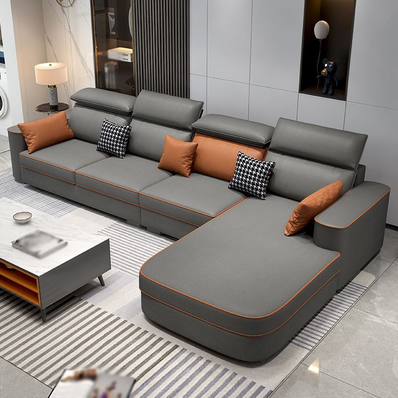 L-Shape High Back Faux leather Square Arm Sectional with Stain-Resistant and Waterproof