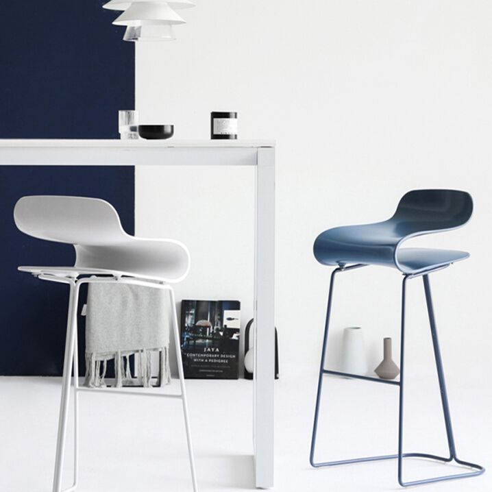 Backrest Armless Counter Stool Modern Iron Bar Stool with Plastic Cushion