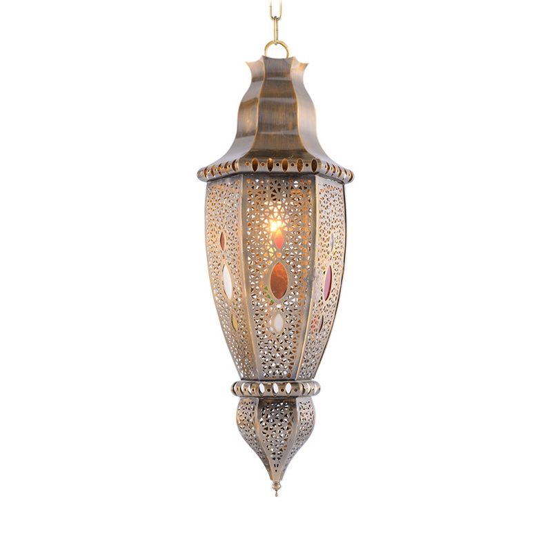 Traditionary Droplet Ceiling Light Metal 1 Bulb Pendant Lighting Fixture in Brass