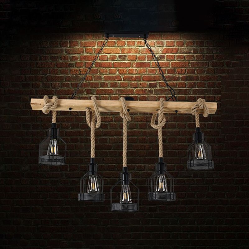 Industrial Style Hemp Rope Pendant Light Retro Hanging Light for Living Room