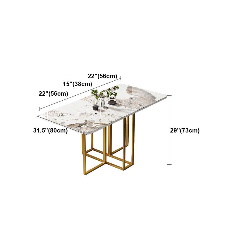 59"H Modern Sintered Stone Table Foldable Rectangle Table with Trestle Base