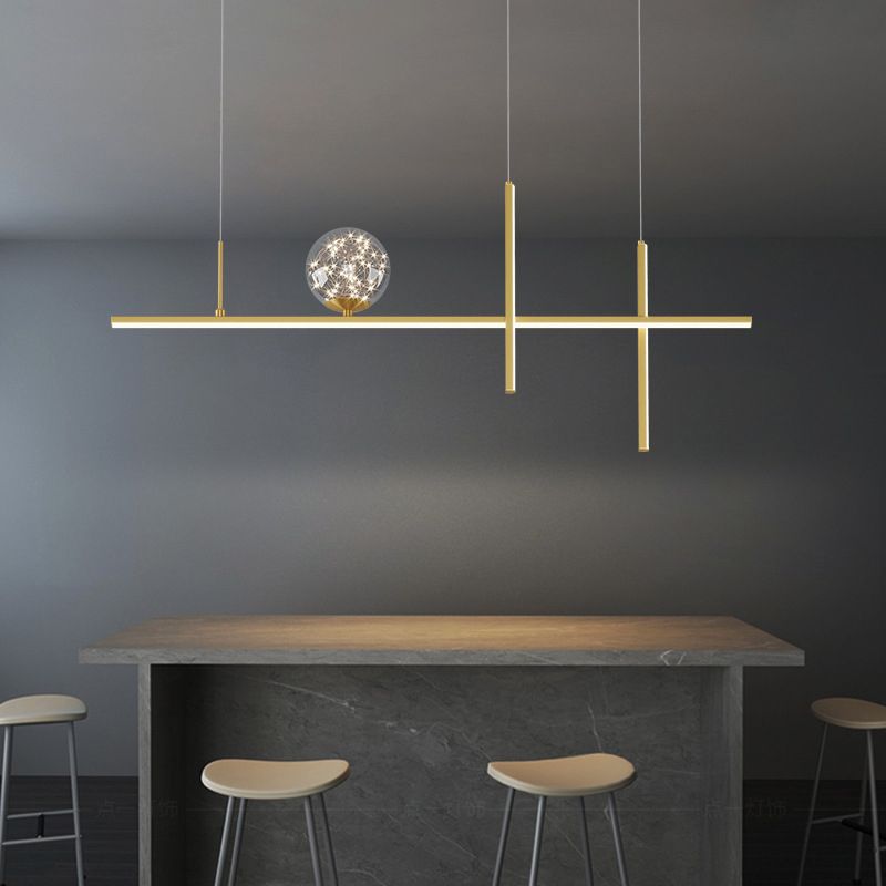 Linear Island Lights Modern Pendant Chandelier Metal 4 Light Island Lights