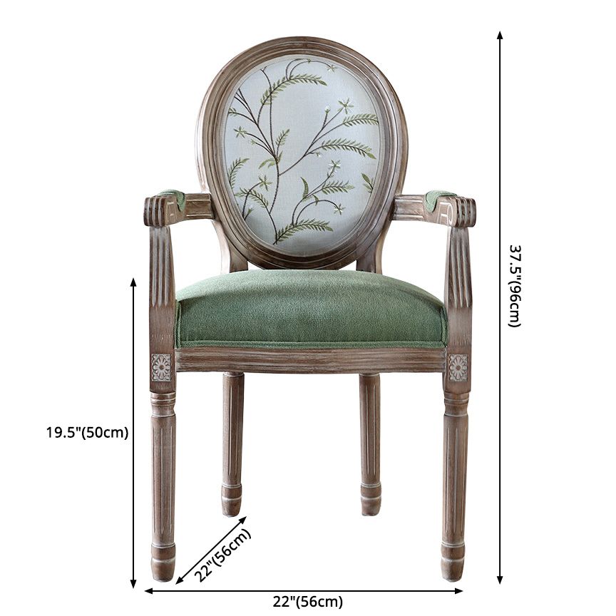 Country Style Dining Arm Chair King Louis Back Side Chair with 4 Wood Legs for Home Use