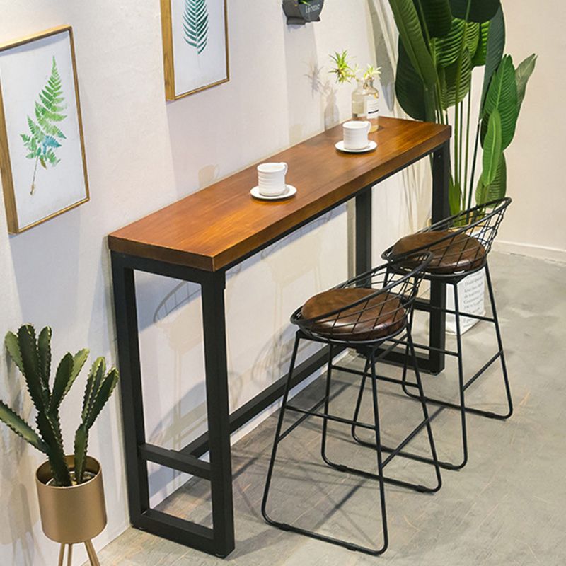Industrial Style 1/2/3/5 Pieces Bar Table Set Rectangle Bar Table with High Wood Stools