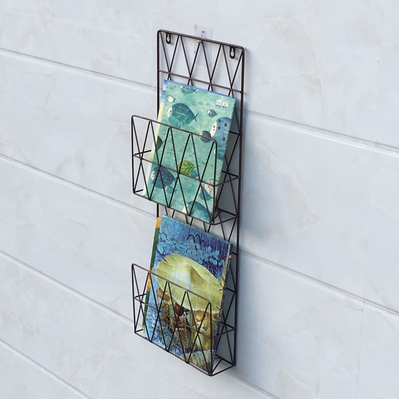 Wall Mounted Bookshelf Contemporary Style Bookcase for Home Study Room