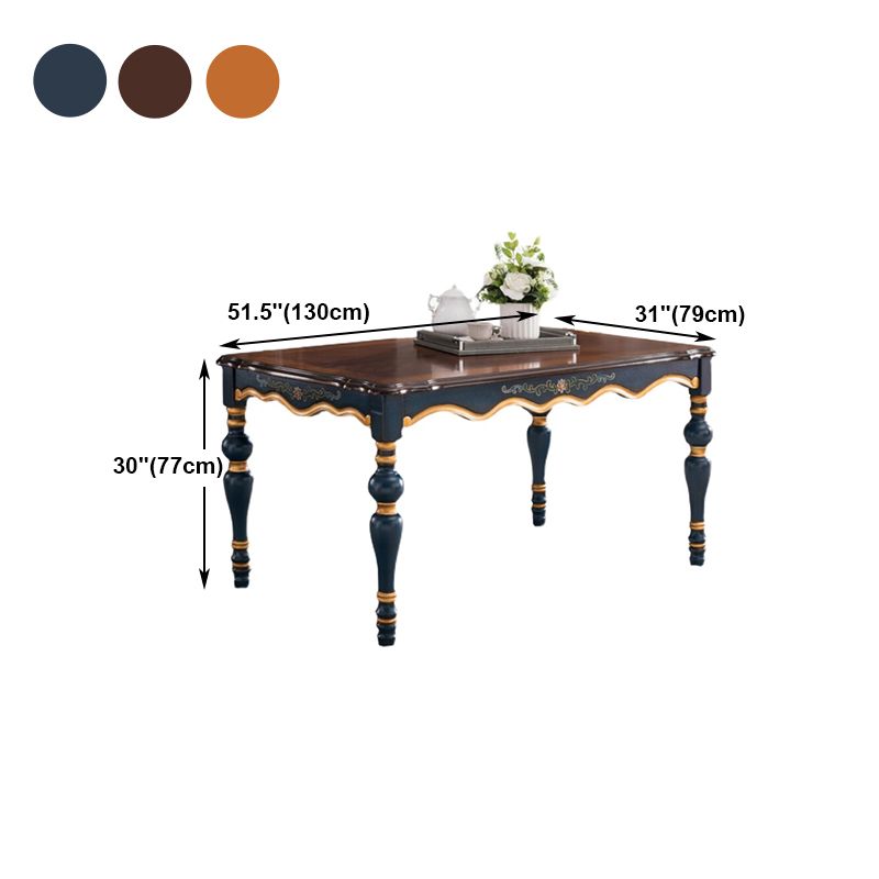 Medieval Modern Rubber Wood Table 51.5"L Rectangle Table with Wooden 4 Legs