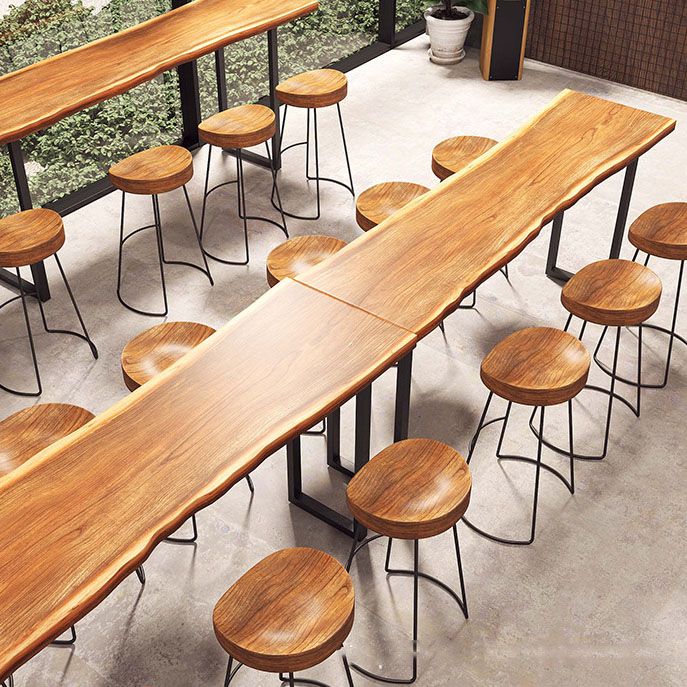 Industrial Style Solid Wood Bar Table Rectangle Sled Base Bar Dining T