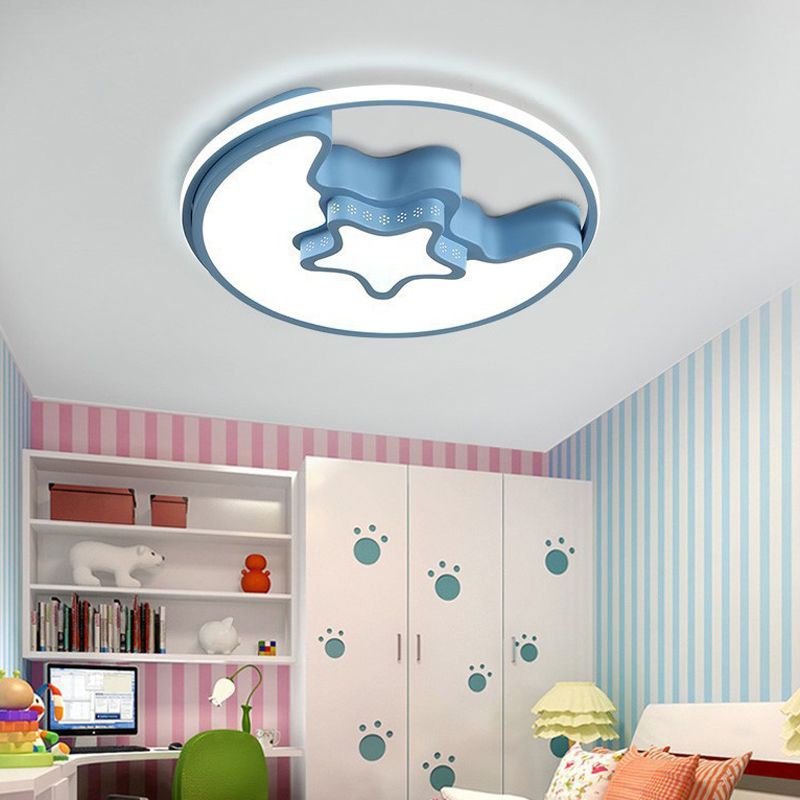 Metal Round Shape Flush Mount Light Kid-Style 3 Lights Flush Ceiling Light Fixtures