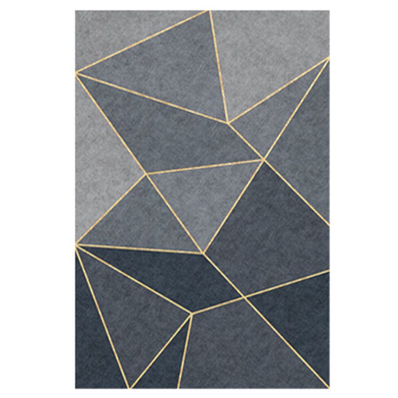 Simple Grey Tone Modern Rug Polyester Geometric Pattern Area Rug Non-Slip Backing Carpet for Living Room