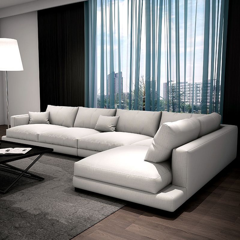 23.6"High Square Arm Sectional Contemporary Sofa and Chaise for Living Room