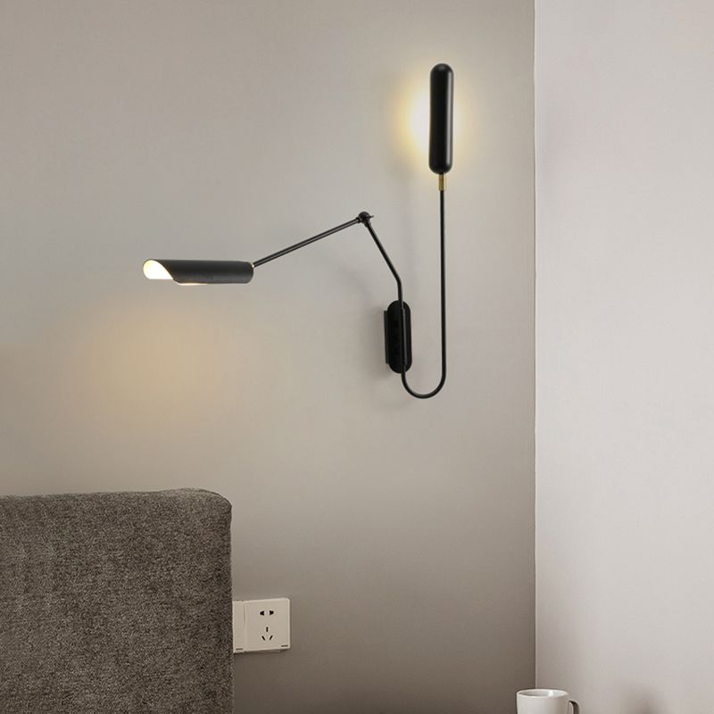 Black Modern Wall Sconce Geometric Shape Wall Light with Metal Shade for Living Room