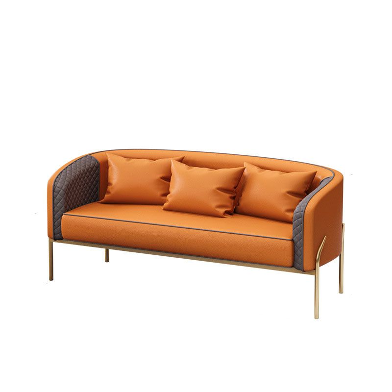 Modern 22.83" Wide Sofa Faux Leather Sloped Arm Sofa for Living Room