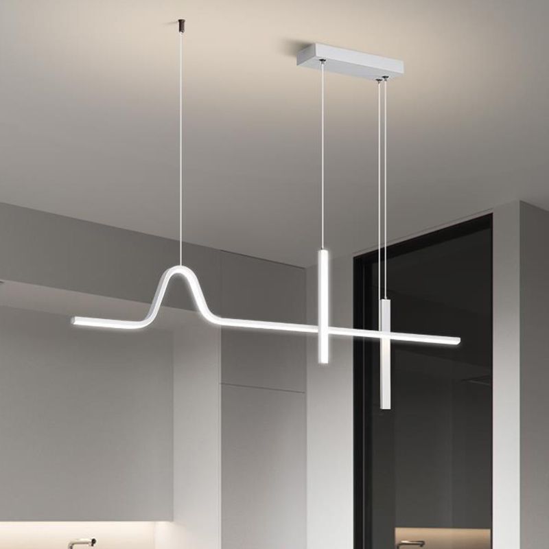 Modern White 3-Light Kitchen Island Lighting LED Ceiling Light for Bedroom