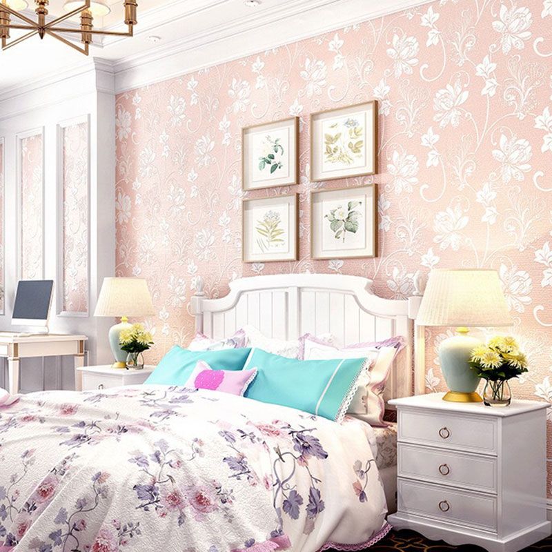 20.5" x 31' Countryside Wallpaper Non-Pasted Living Room Floral Design Wall Covering in Neutral Color