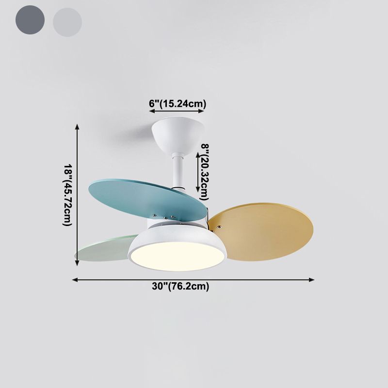 Kids Creative LED Fan Pendant Light Iron Fan Chandelier with Colorful Wooden Lamina