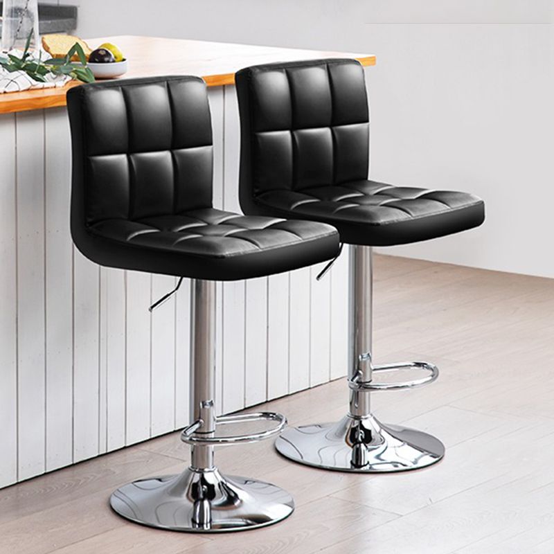 Contemporary Leather Counter Height Stools Adjustable Height Bar Stool