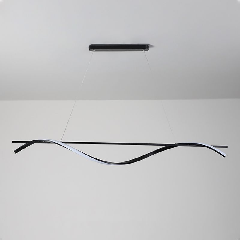 1 Light Linear Island Lights Contemporary Metal Island Chandelier with Acrylic Shade