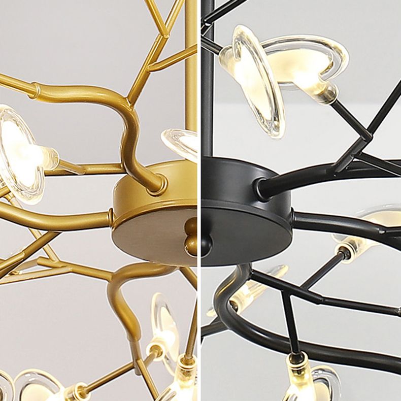 Metal Branch Shape Chandelier Nordic Style Fireflies Chandelier Lamp for Living Room