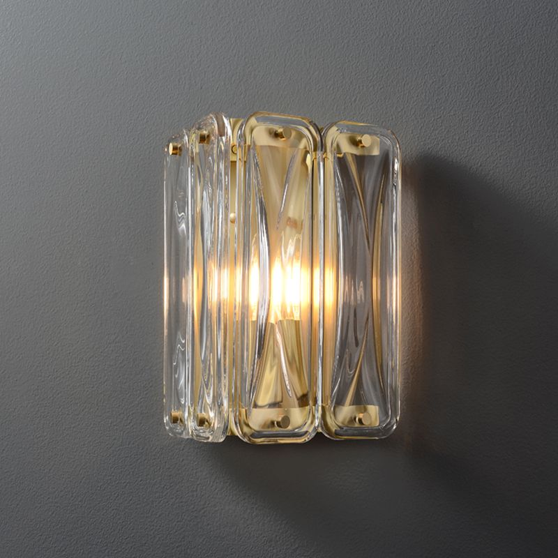 Modern Wall Sconce Metal Geometric Shape Wall Light with Glass Shade for Bedroom