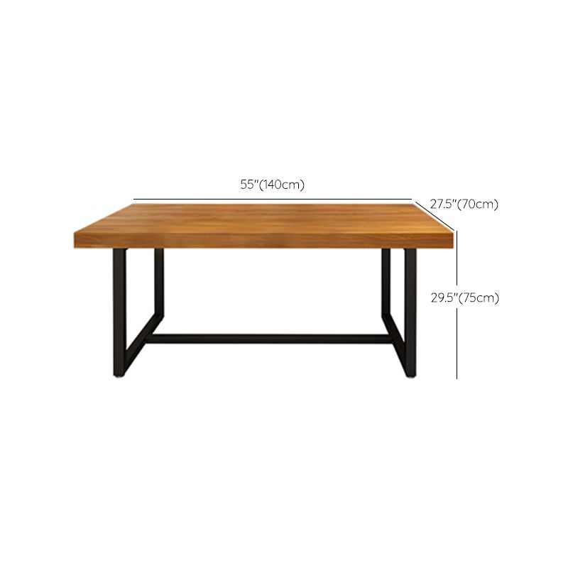 Rectangle Black Base Dining Table Modern Pine Wood Table for Dining Room