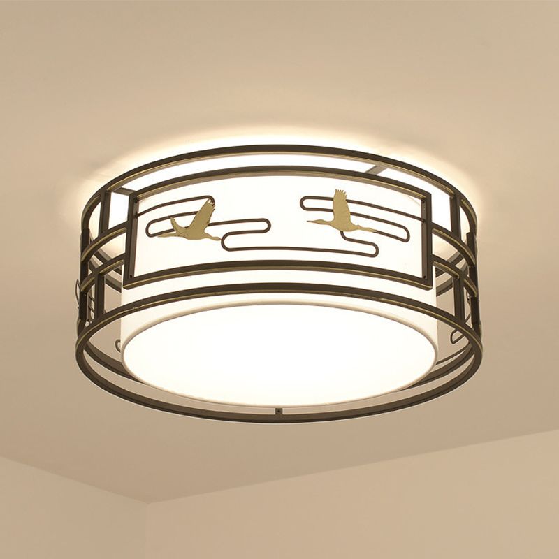 5-Lights Modern Style Flush Mount Fabric Ceiling Light in Brown for Bedroom