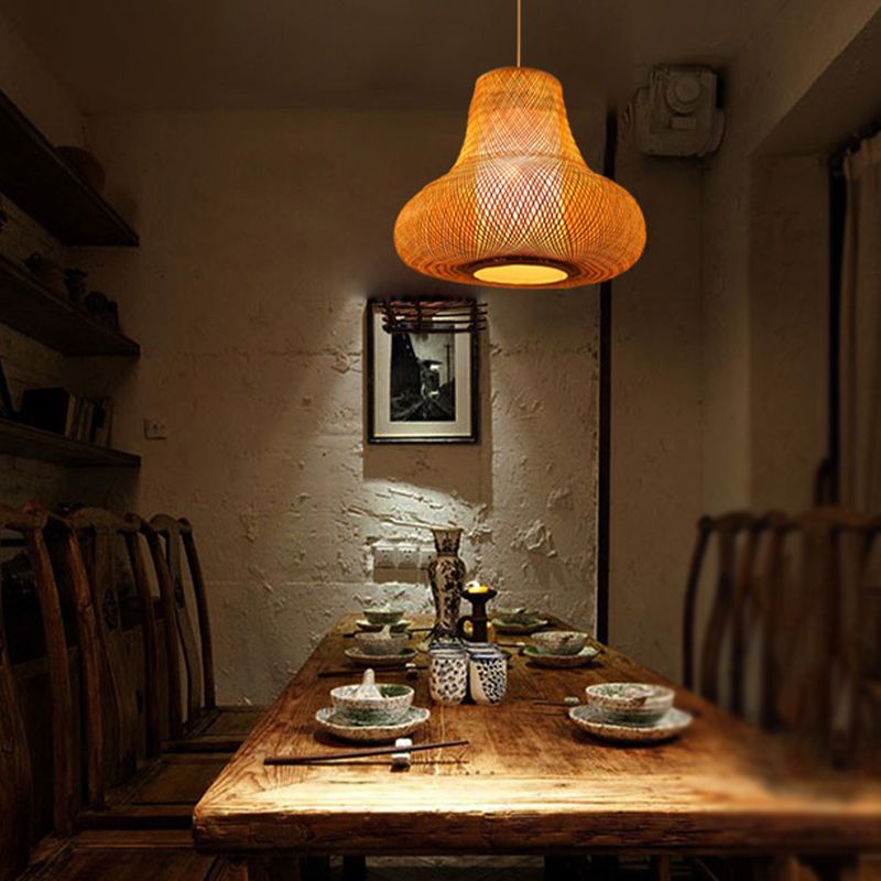 Bamboe kalebas ophanging hanger hedendaags 1 hoofd houten hangend plafondlicht