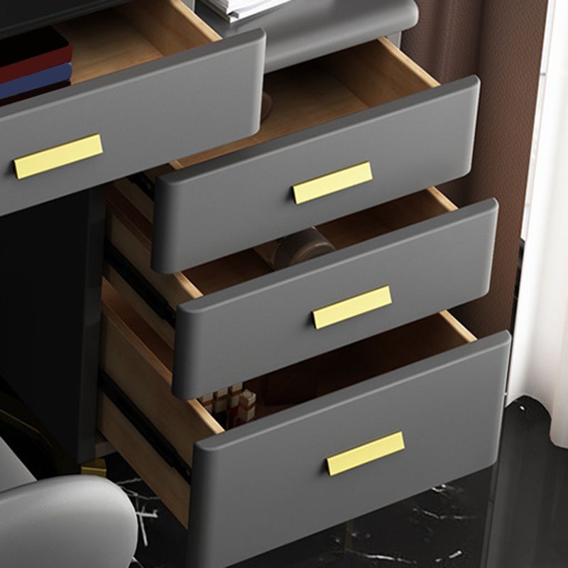 5-Drawer Slate Vanity Makeup Desk with Storage Shelves - 51.2" H