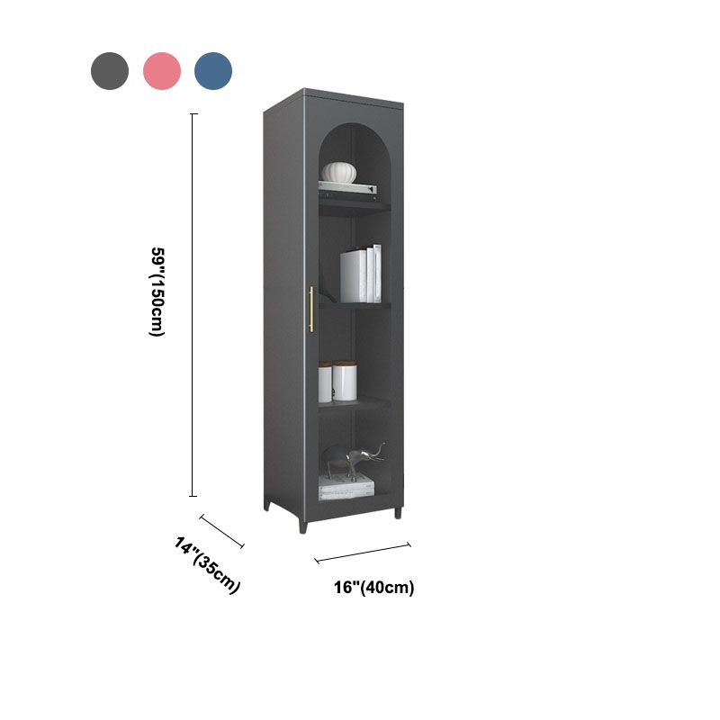 14" W Closed Storage Bookcase Metal Frame Bookshelf with Glass Doors